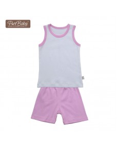 Organic Sleeveless Set - P006 (Blue/ Pink)